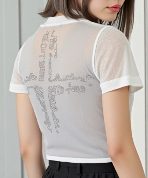 tシャツ A'GEM/9 × .kom 「.KOM/ドットケーオーエム」 シアーフラワーレースTシャツ レディース A'GEM/9 × .kom 『.KOM/ドットケーオーエム』 シアーフラワー