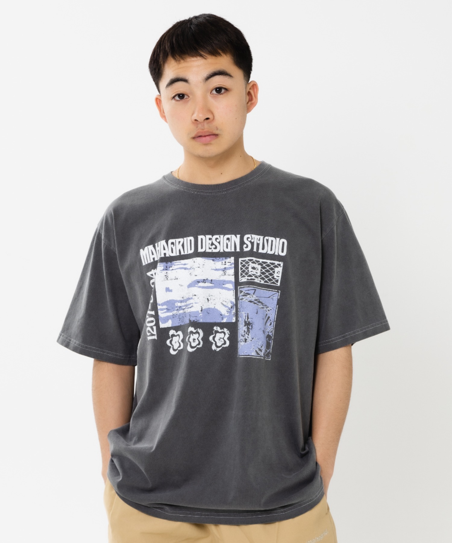 tシャツ 「mahagrid/マハグリッド」BREAK PIGMENT TEE/ブレークピグメント 半袖 カットソー レディース メンズ mahagrid/マハグリッド』BREAK PIGMENT TEE/ブレークピグメント