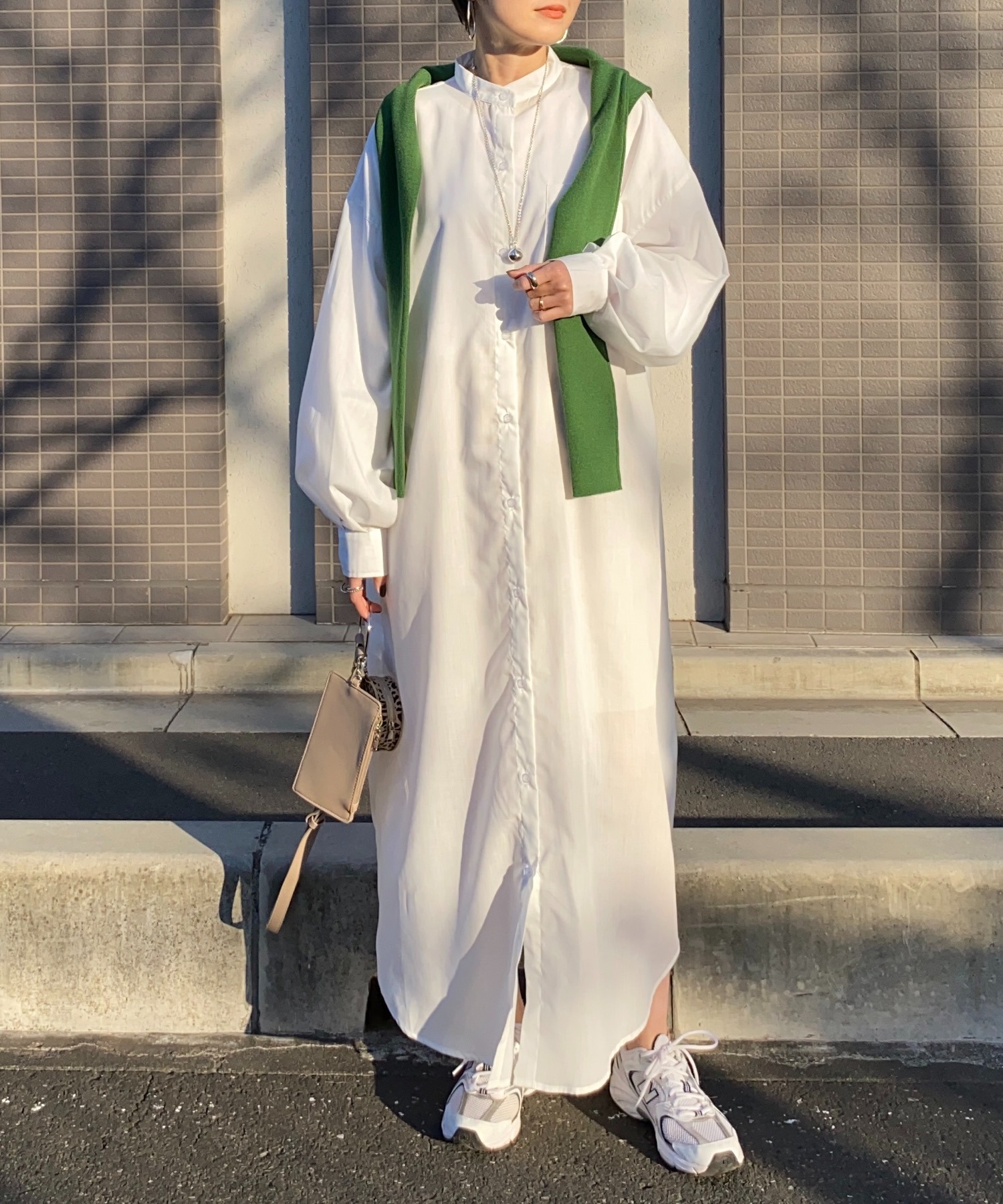 スタンドカラー 無地 リボン紐付き オーバーサイズ 長袖 シャツワンピース Dinaspmptsp Pemalangkab Go Id