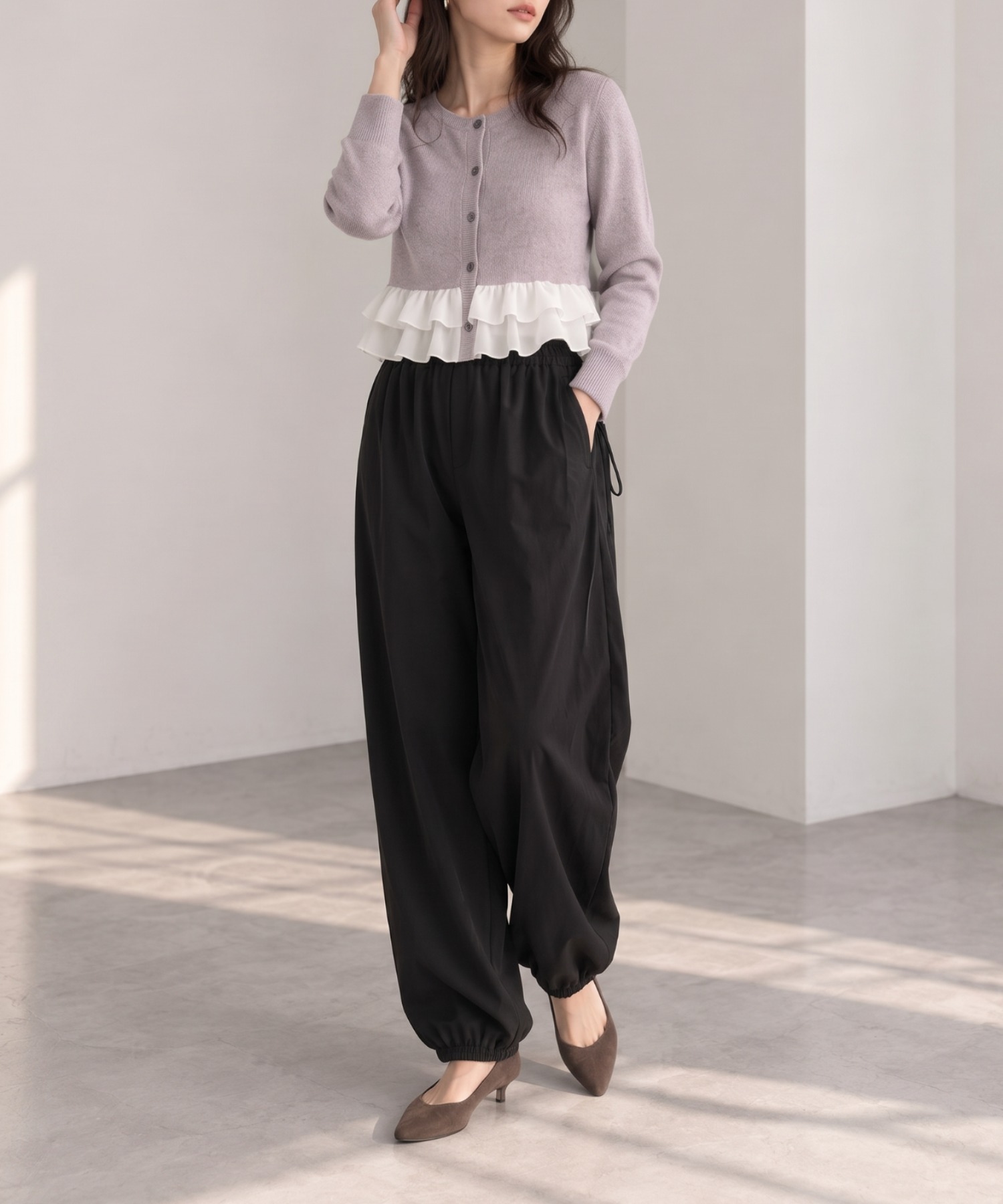 モデル身長：158cm
着用サイズ：FREE