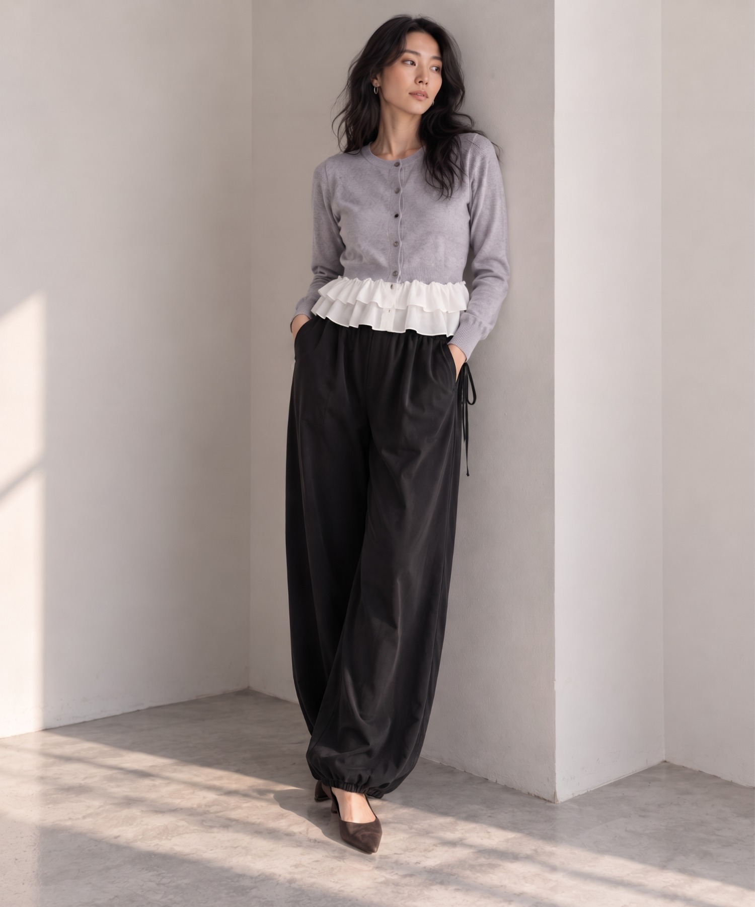 モデル身長：158cm
着用サイズ：FREE