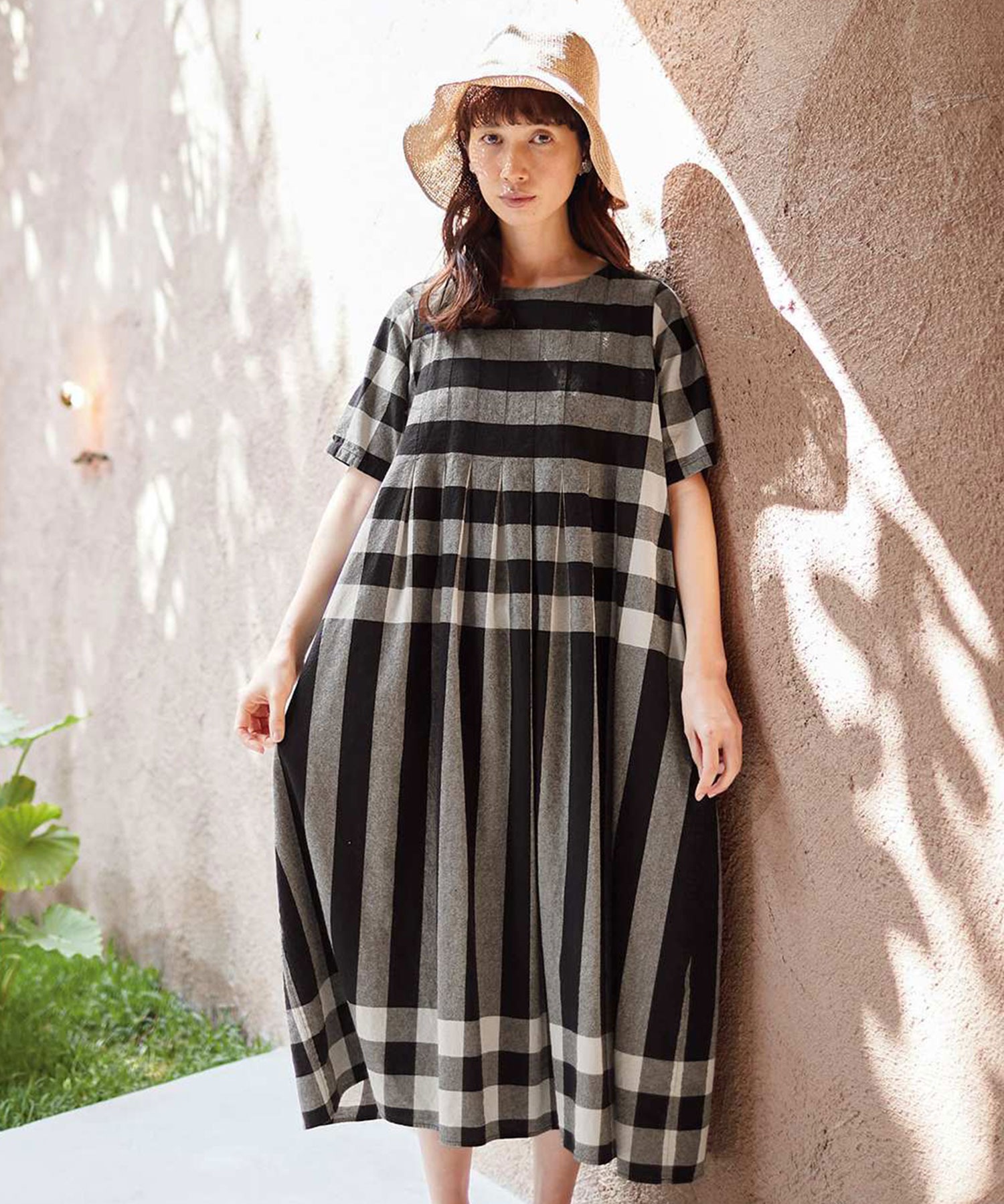 サニークラウズ チェックをたたんでボーダーワンピース レディース Missionindira Com