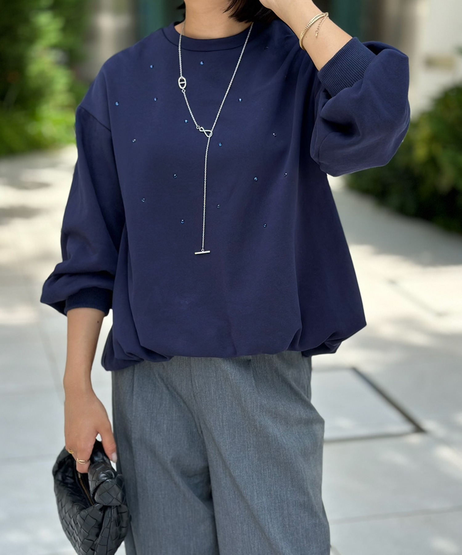 スパークルスウェットバルーンヘムプルオーバー Emma Taylor