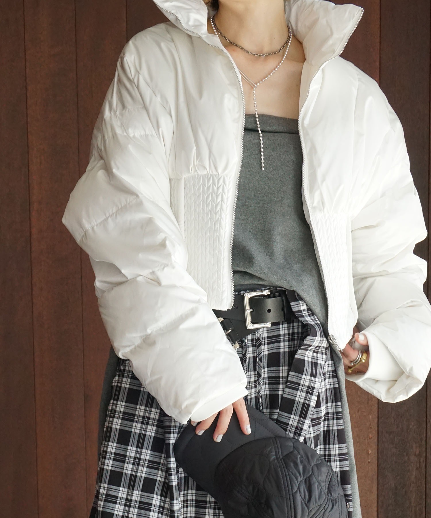 ファーダウン コルセットヘム パッファーダウンジャケット chw25a064