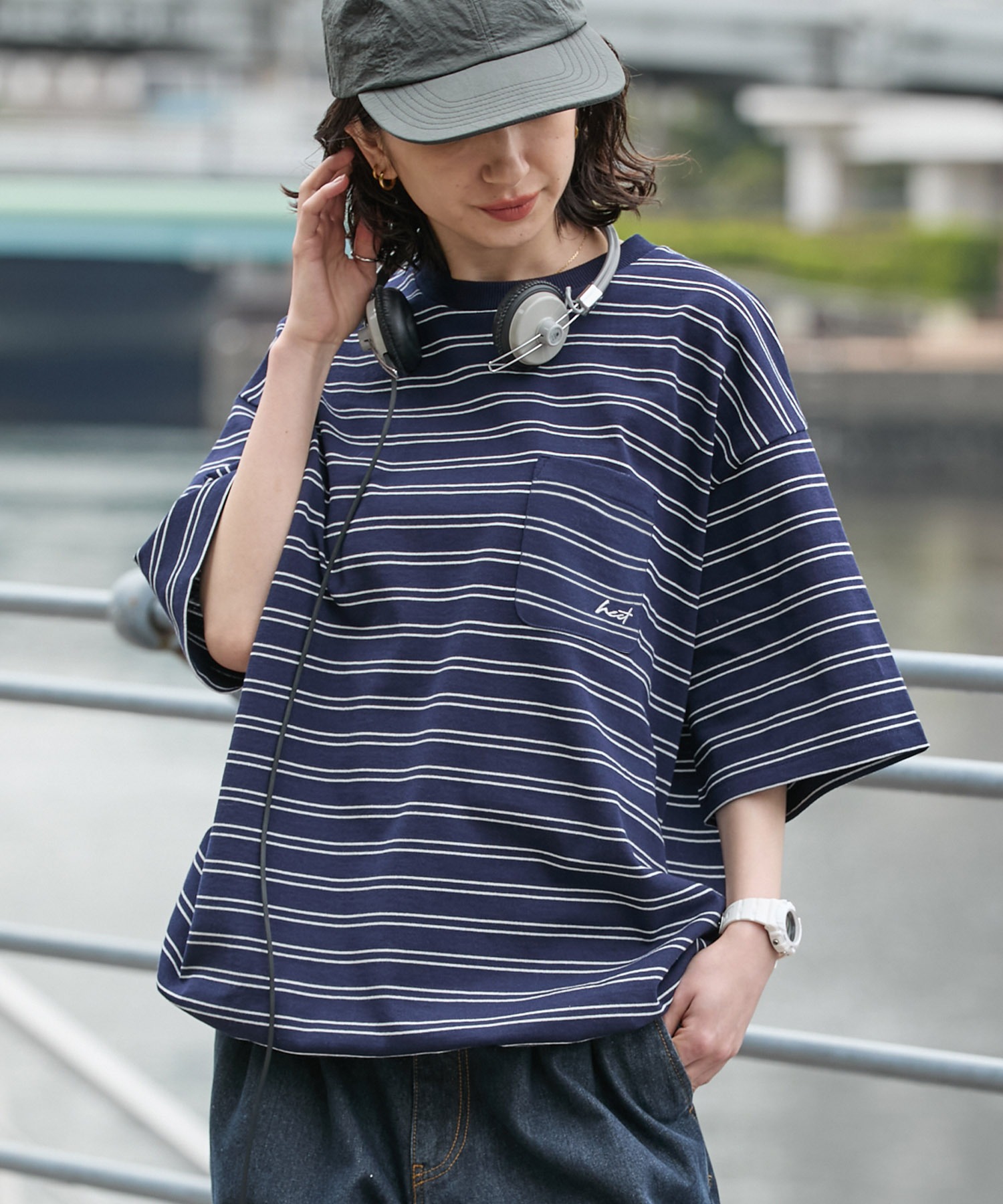 HECT】One Point Logo Drawstring S/S Pocket Tee / ワンポイントロゴ