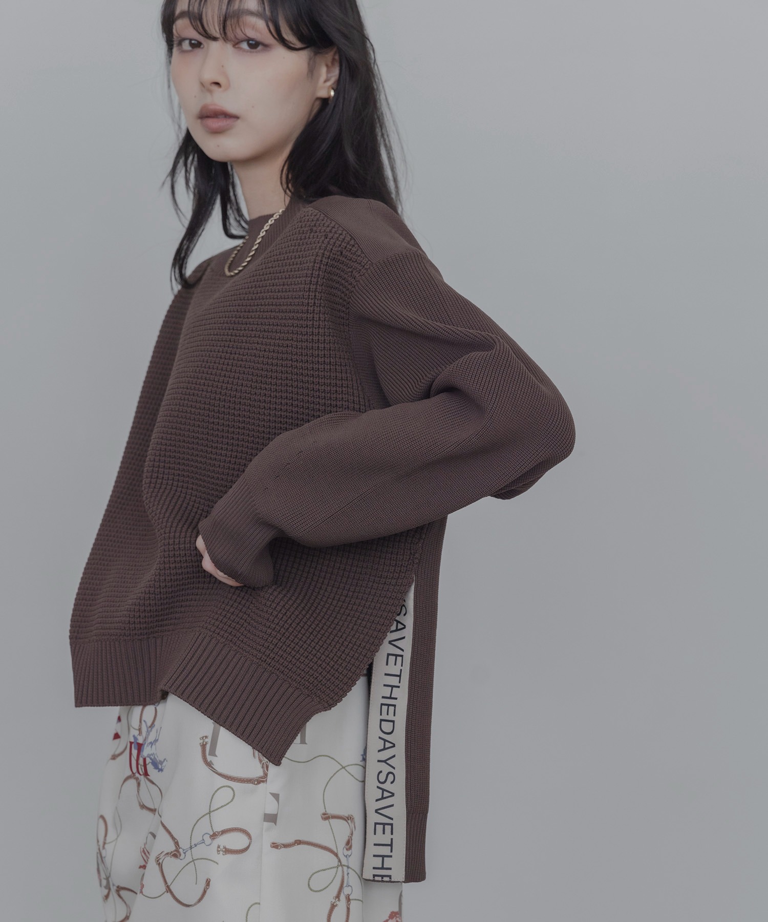 HERG1 【NEW】ワッフルウィンドプルーフセーター・ウィメンズ 新品 ワッフル編みサイドロゴテープニット Eimee Law│Eimee Law & LHELBIE