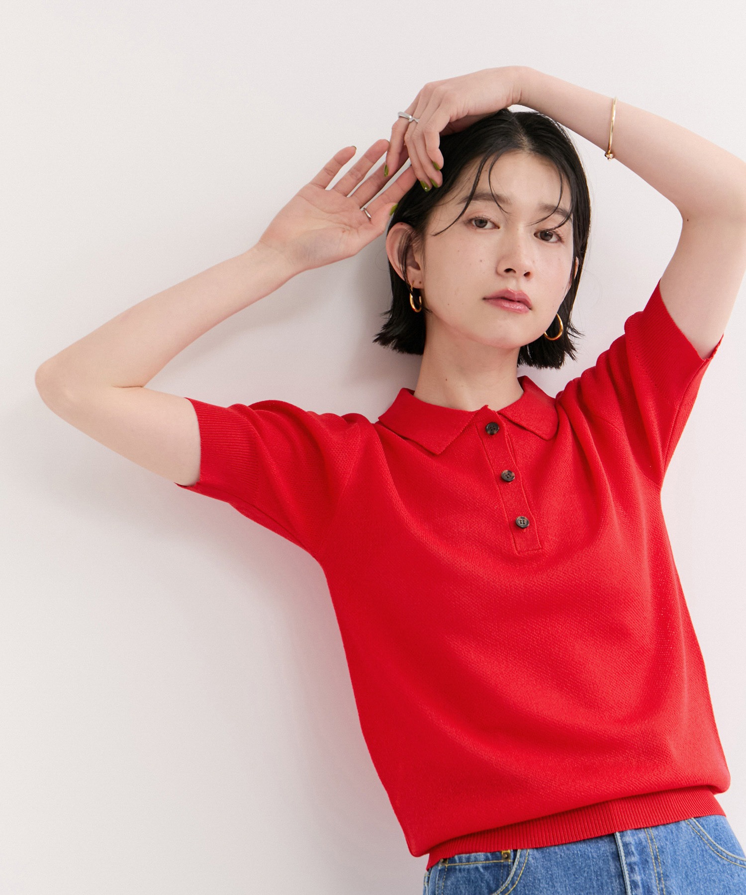Каноко вязаная футболка с горлом (Kanakoko knit knit) — нит-поло