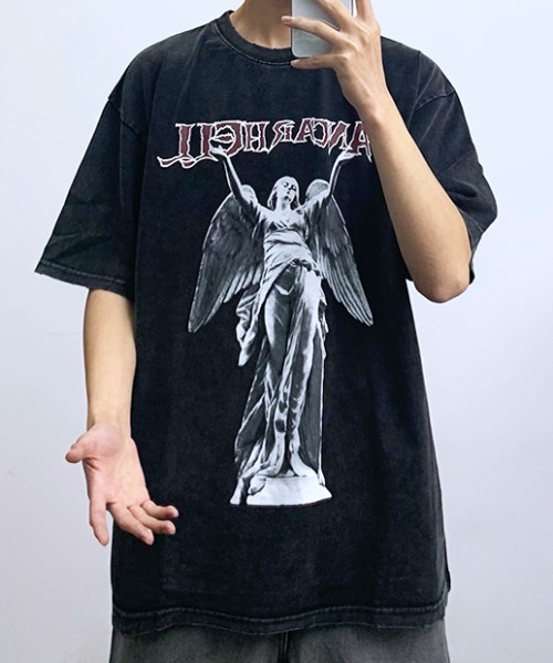 【在庫一掃】 A'GEM/9 × 半袖 .kom『ARULE/アルール』エンジェルグラフィック トップス