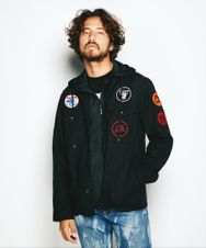 ワッペン付 長袖ミリタリーシャツ
