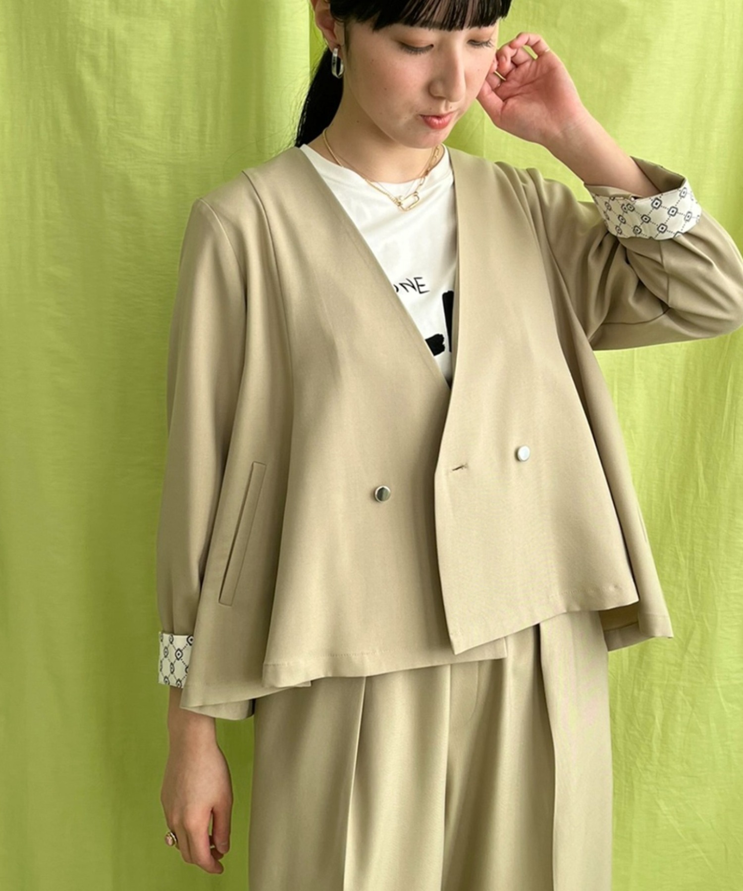 デニム　フレアジャケット エイミーロウ　レディース　美品 Eimee Law（エイミーロウ）の「ヘムフリルデニムGジャン（デニム