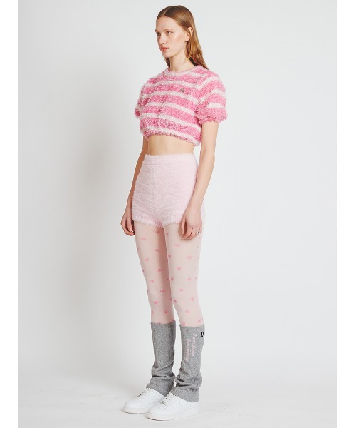tシャツ A'GAM/9×.kom「CRANK/クランク」FUR STRIPE CROP TOP/ファーボーダークロップ レディース A'GAM/9×.kom『CRANK/クランク』FUR STRIPE CROP TOP/ファー