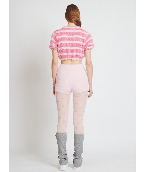 A'GAM/9×.kom『CRANK/クランク』FUR STRIPE CROP TOP/ファー