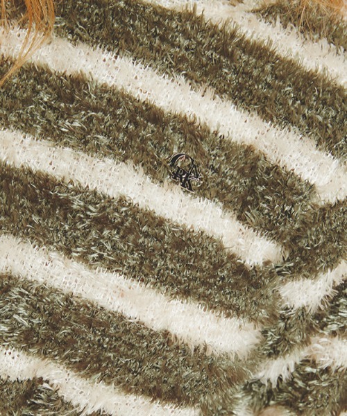 tシャツ A'GAM/9×.kom「CRANK/クランク」FUR STRIPE CROP TOP/ファーボーダークロップ レディース A'GAM/9×.kom『CRANK/クランク』FUR STRIPE CROP TOP/ファー