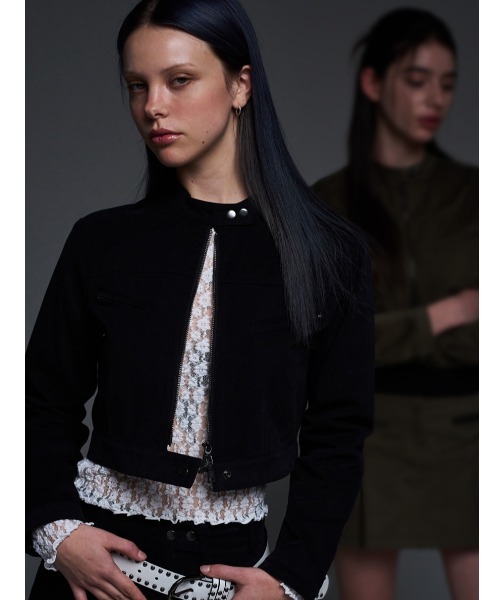 A'GEM/9 × .kom 『 FANCY CLUB/ファンシークラブ』 BIKER CROP JACKET