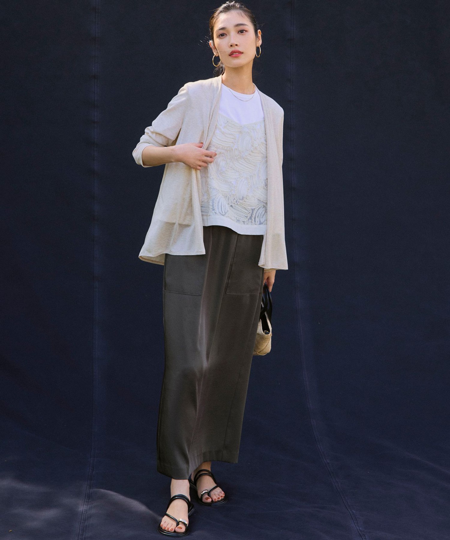 【洗える】リボンエンブロイダリー キャミソール