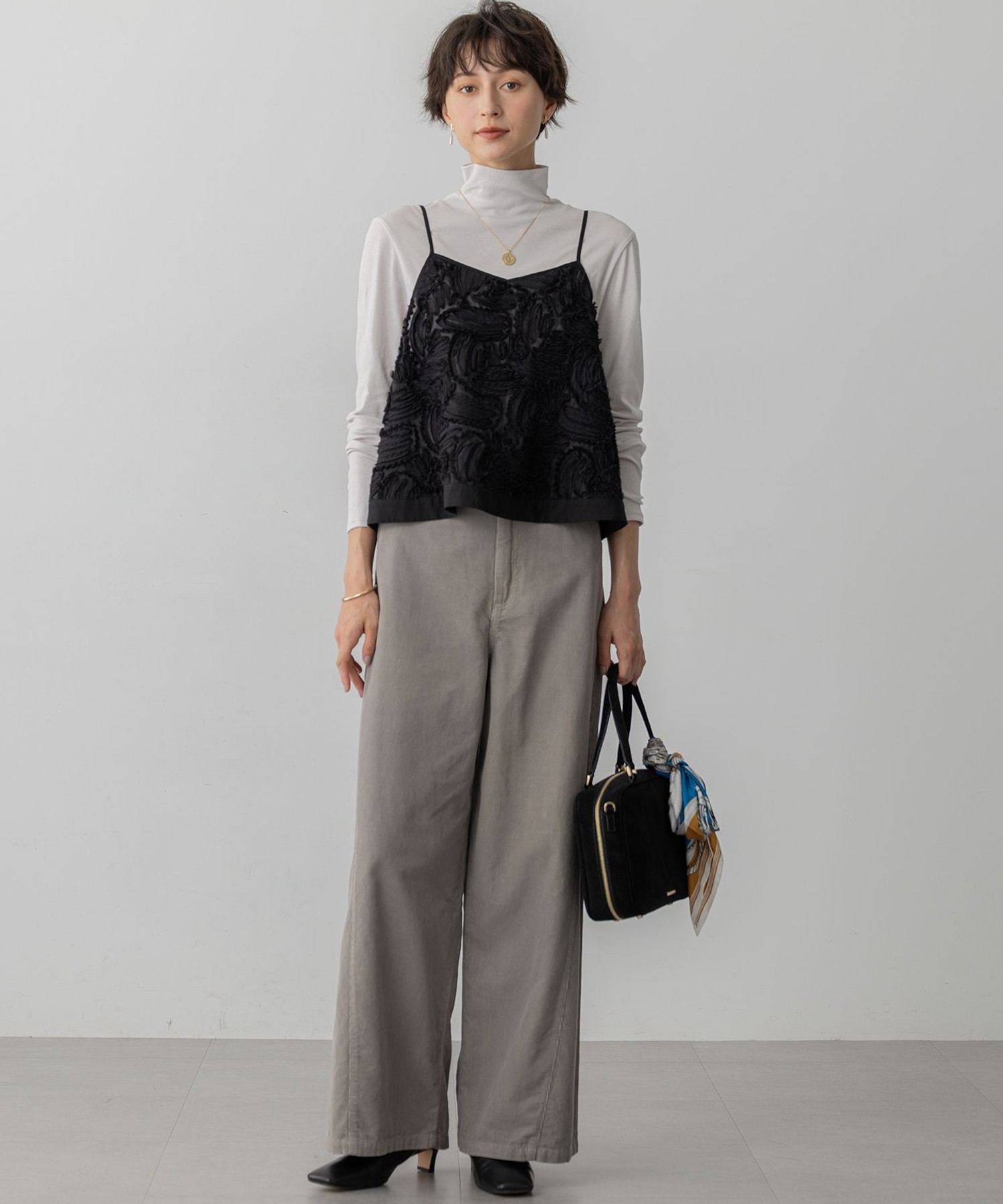 【洗える】リボンエンブロイダリー キャミソール