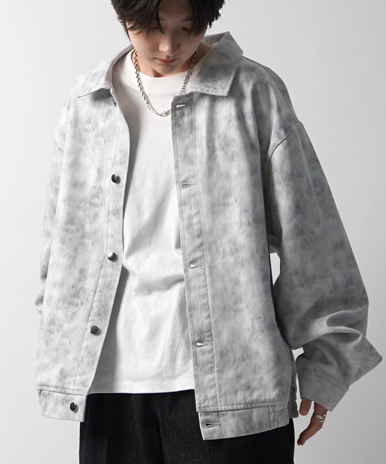 25SS【新色追加】ビッグシルエット ヴィンテージライク ケミカルウォッシュ加工 グラデーション デニムブルゾン / Gジャン デニムジャケット【Confirm】