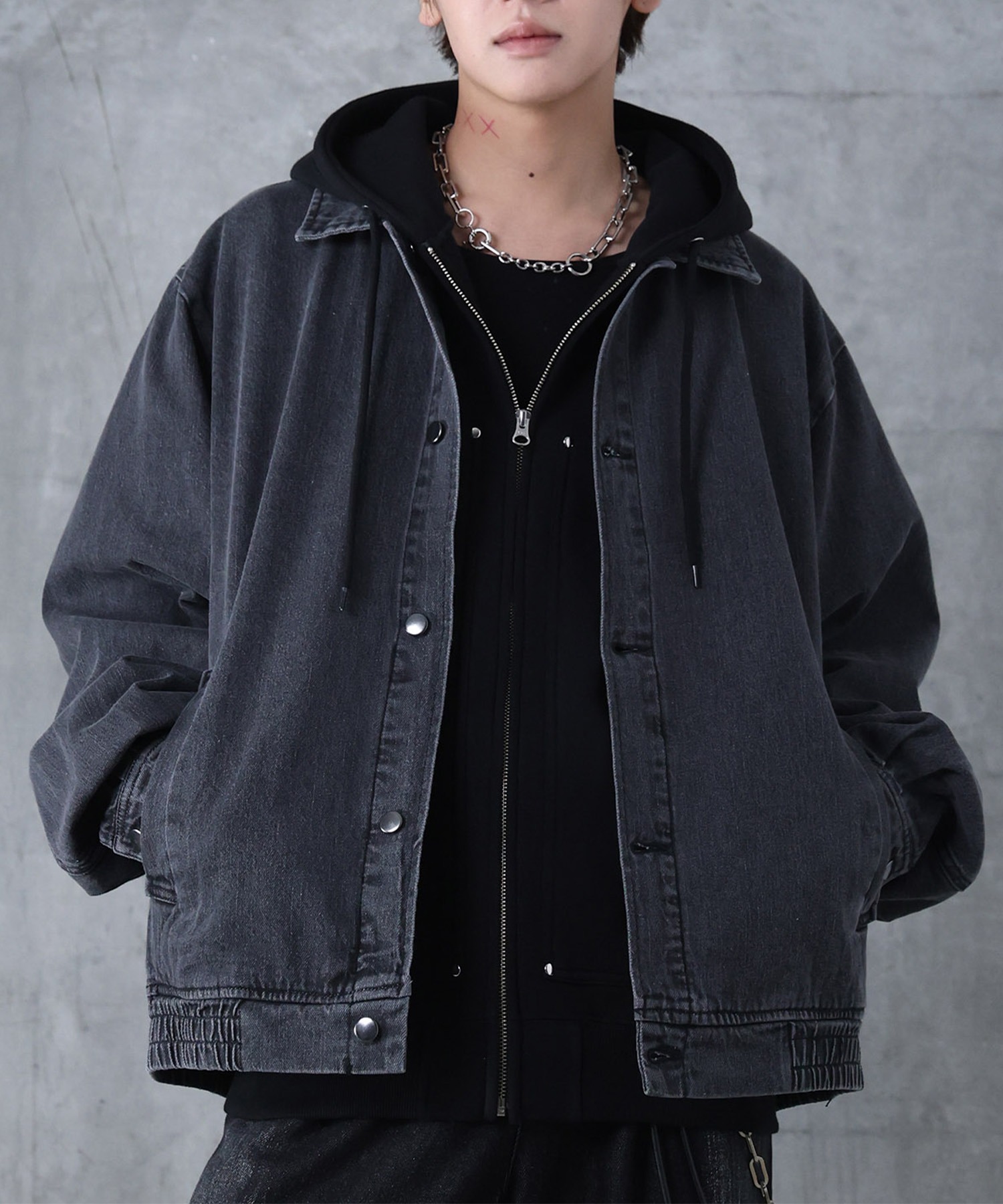 25SS【新色追加】ビッグシルエット ヴィンテージライク ケミカルウォッシュ加工 グラデーション デニムブルゾン / Gジャン デニムジャケット【Confirm】