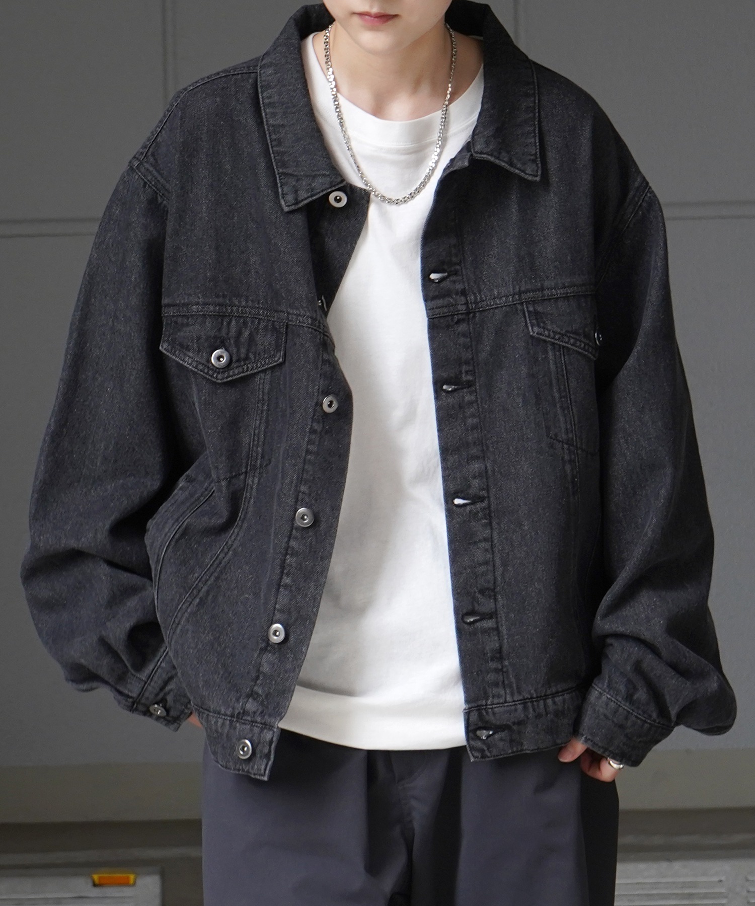 25SS【新色追加】ビッグシルエット ヴィンテージライク ケミカルウォッシュ加工 グラデーション デニムブルゾン / Gジャン デニムジャケット【Confirm】