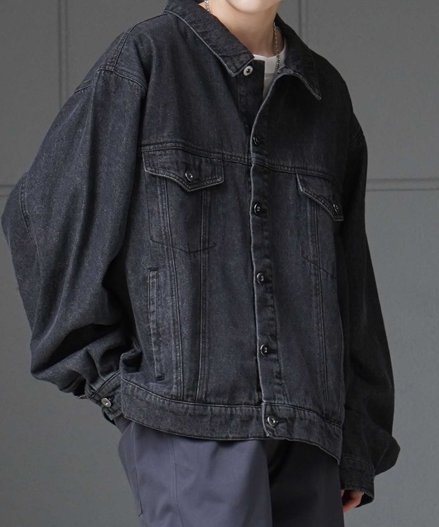 25SS【新色追加】ビッグシルエット ヴィンテージライク ケミカルウォッシュ加工 グラデーション デニムブルゾン / Gジャン デニムジャケット【Confirm】