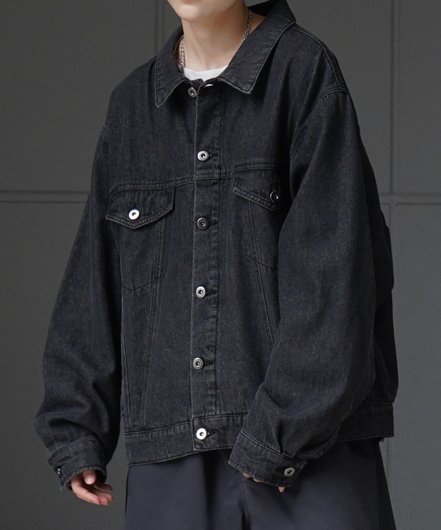 25SS【新色追加】ビッグシルエット ヴィンテージライク ケミカルウォッシュ加工 グラデーション デニムブルゾン / Gジャン デニムジャケット【Confirm】