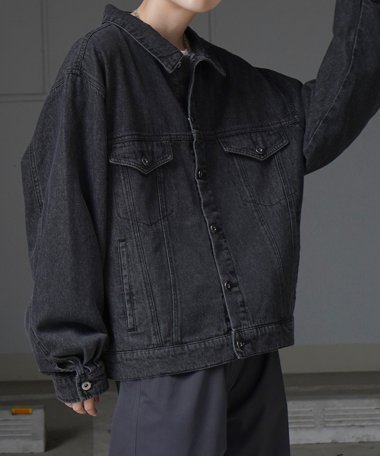 25SS【新色追加】ビッグシルエット ヴィンテージライク ケミカルウォッシュ加工 グラデーション デニムブルゾン / Gジャン デニムジャケット【Confirm】