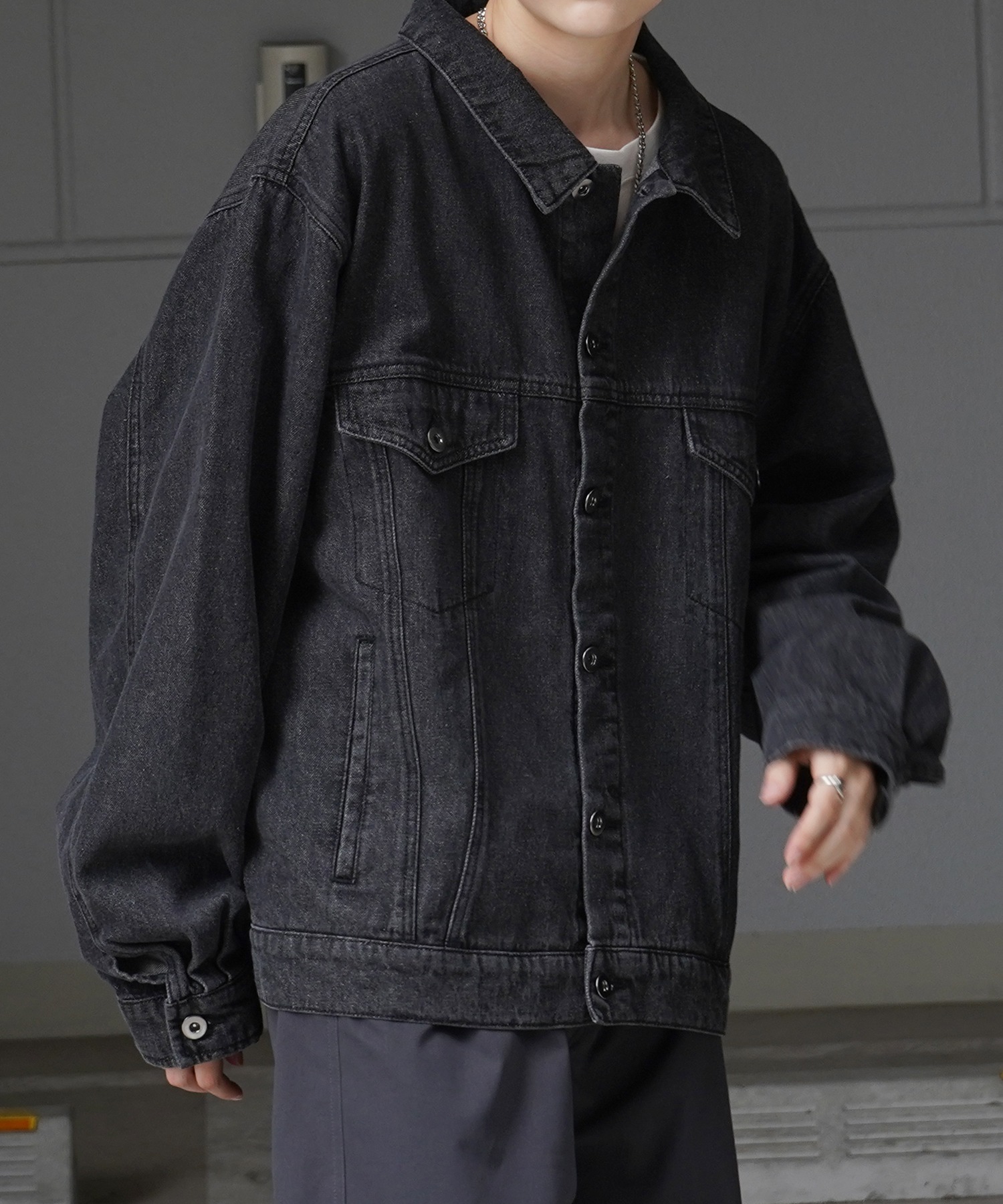 25SS【新色追加】ビッグシルエット ヴィンテージライク ケミカルウォッシュ加工 グラデーション デニムブルゾン / Gジャン デニムジャケット【Confirm】