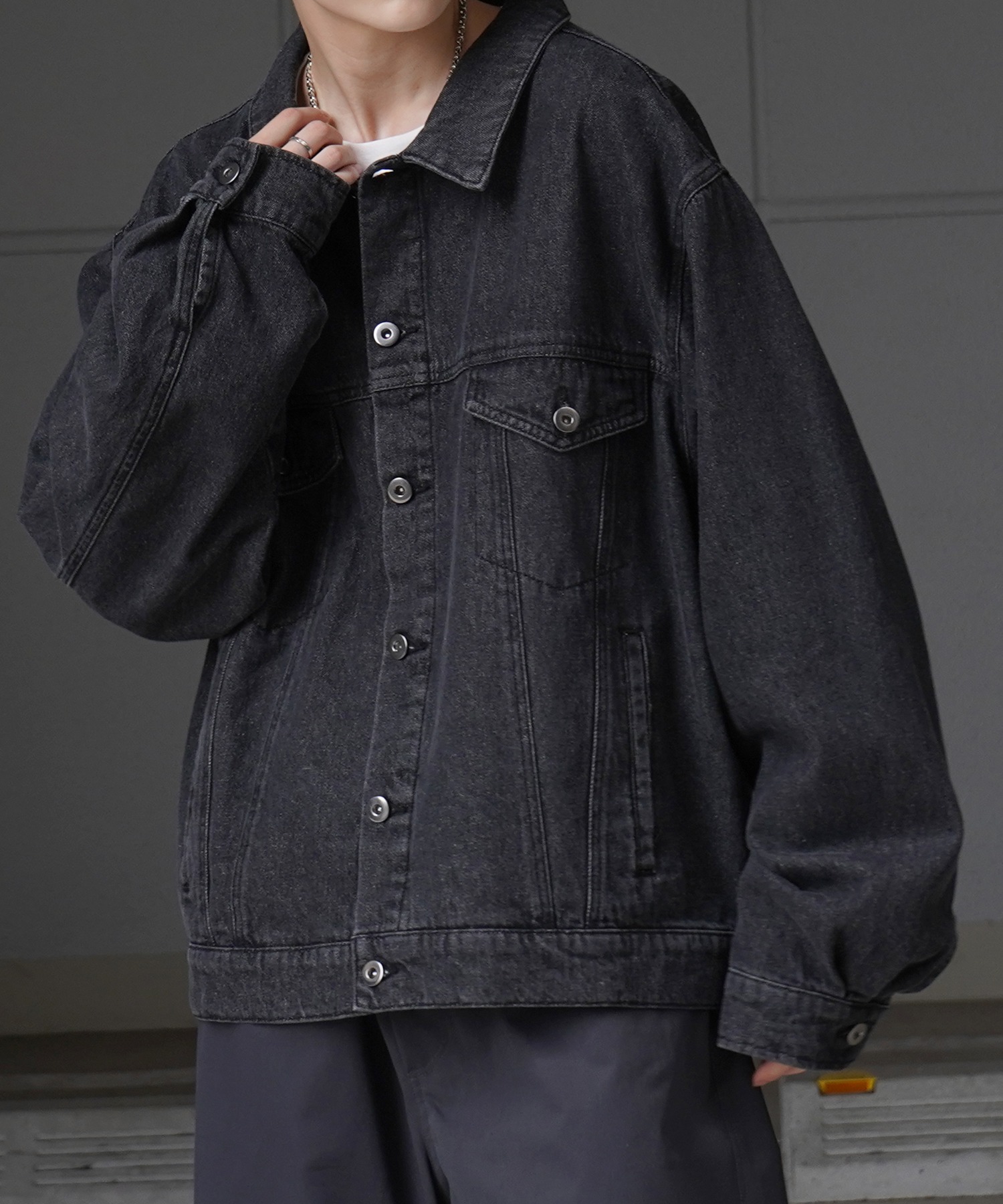 25SS【新色追加】ビッグシルエット ヴィンテージライク ケミカルウォッシュ加工 グラデーション デニムブルゾン / Gジャン デニムジャケット【Confirm】