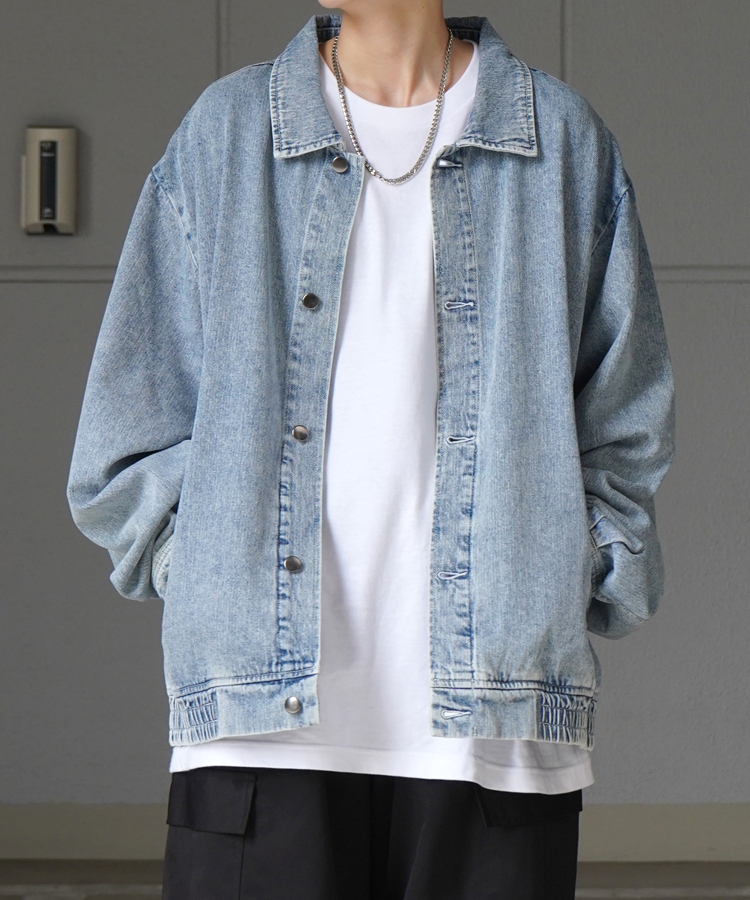 25SS【新色追加】ビッグシルエット ヴィンテージライク ケミカルウォッシュ加工 グラデーション デニムブルゾン / Gジャン デニムジャケット【Confirm】