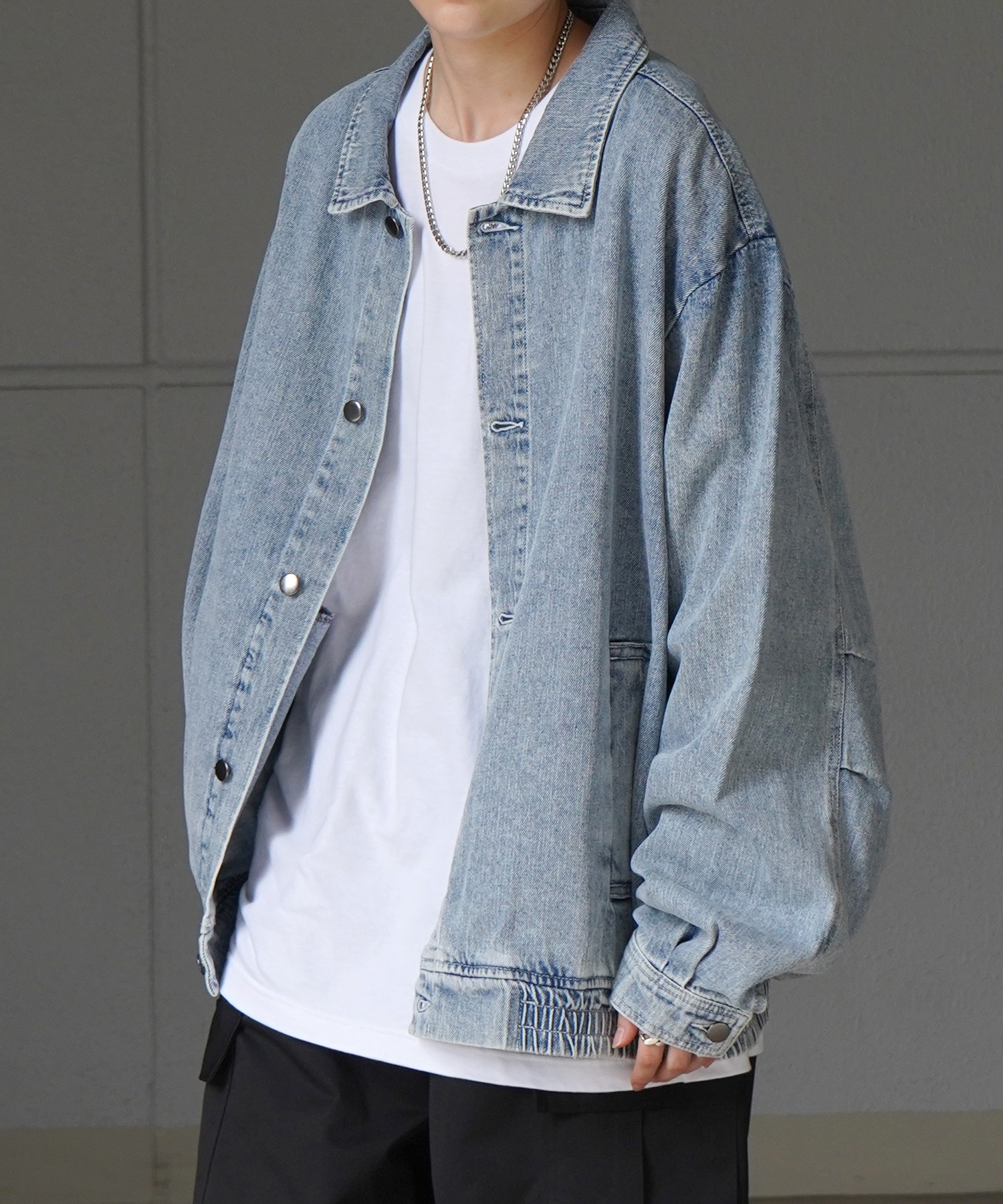 25SS【新色追加】ビッグシルエット ヴィンテージライク ケミカルウォッシュ加工 グラデーション デニムブルゾン / Gジャン デニムジャケット【Confirm】