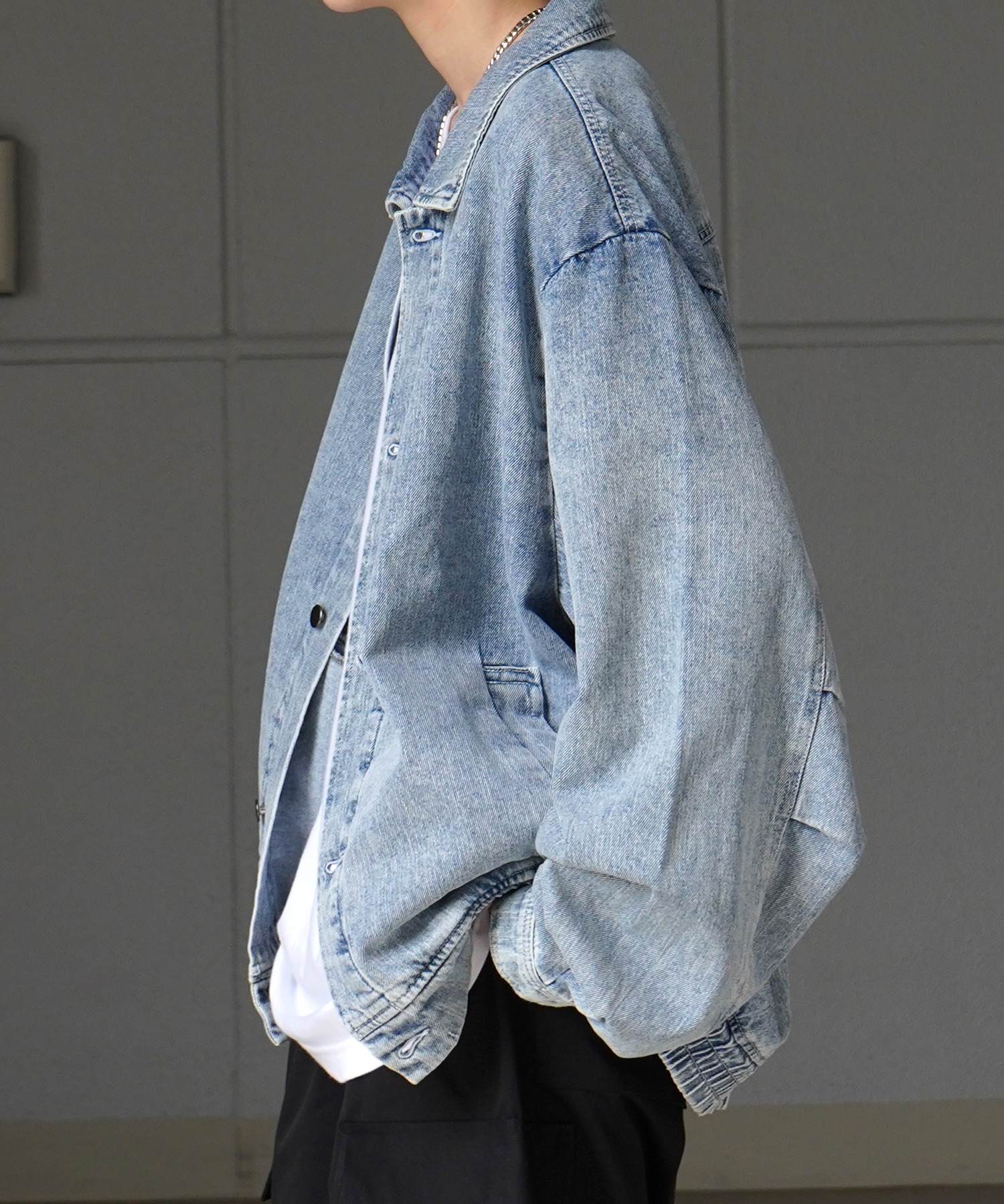 25SS【新色追加】ビッグシルエット ヴィンテージライク ケミカルウォッシュ加工 グラデーション デニムブルゾン / Gジャン デニムジャケット【Confirm】