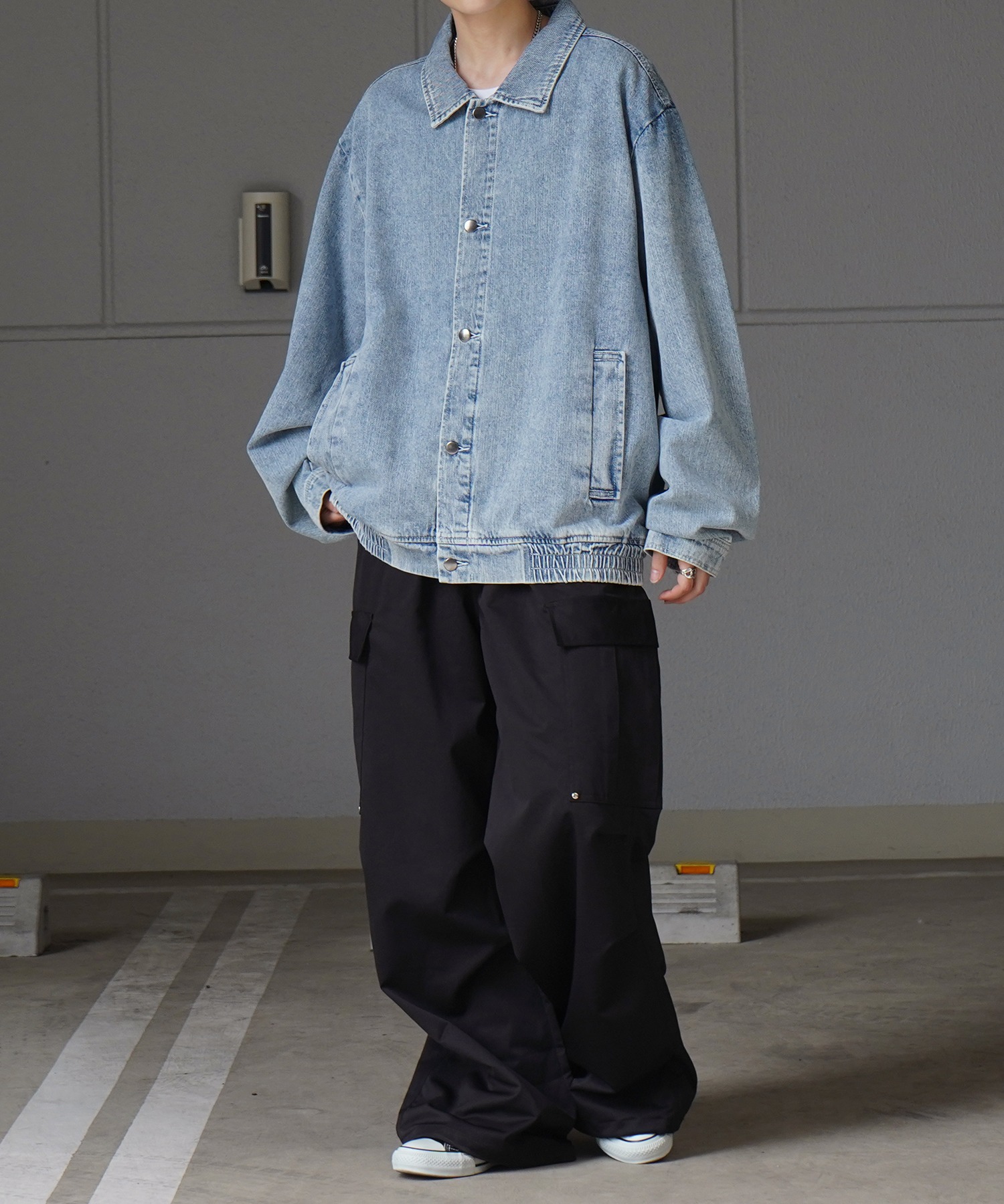 25SS【新色追加】ビッグシルエット ヴィンテージライク ケミカルウォッシュ加工 グラデーション デニムブルゾン / Gジャン デニムジャケット【Confirm】