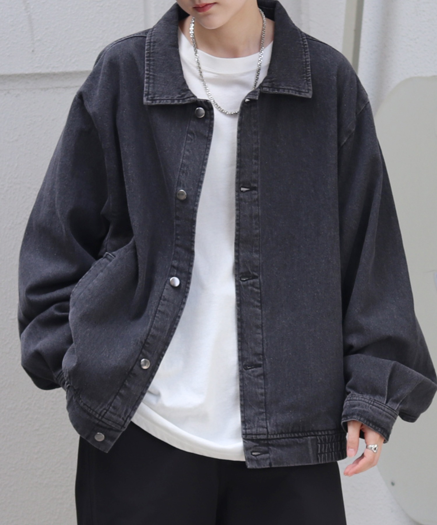 25SS【新色追加】ビッグシルエット ヴィンテージライク ケミカルウォッシュ加工 グラデーション デニムブルゾン / Gジャン デニムジャケット【Confirm】