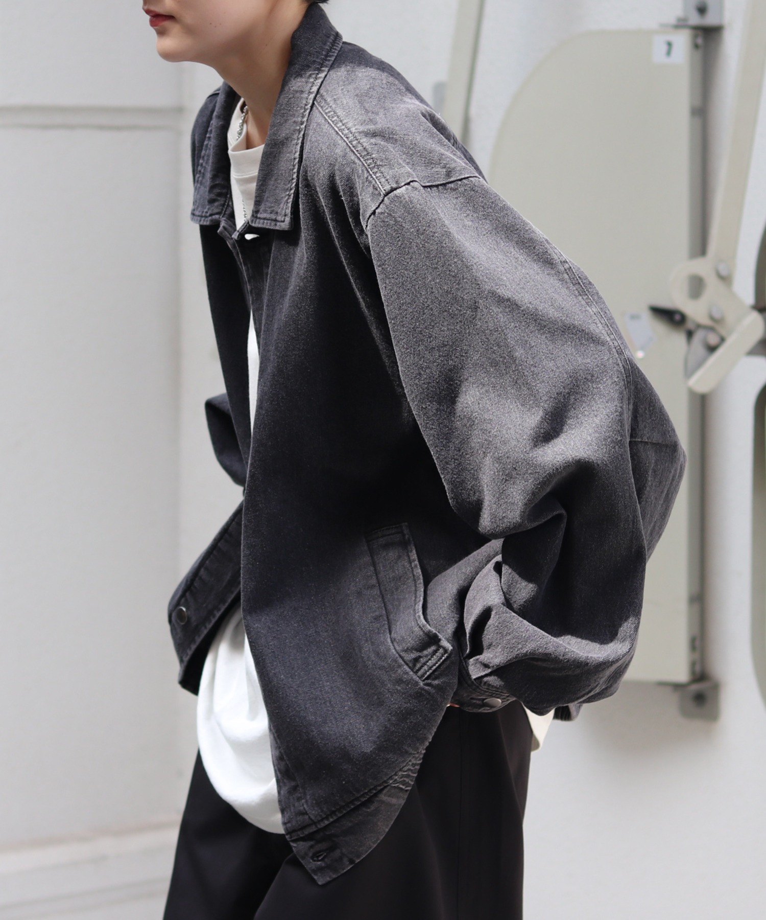 25SS【新色追加】ビッグシルエット ヴィンテージライク ケミカルウォッシュ加工 グラデーション デニムブルゾン / Gジャン デニムジャケット【Confirm】