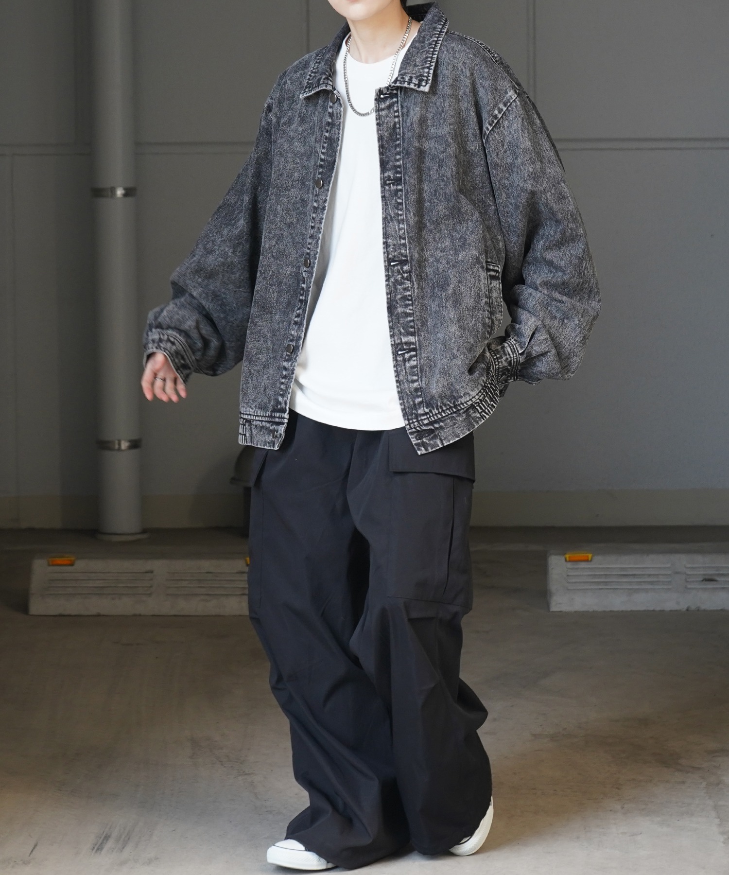 25SS【新色追加】ビッグシルエット ヴィンテージライク ケミカルウォッシュ加工 グラデーション デニムブルゾン / Gジャン デニムジャケット【Confirm】