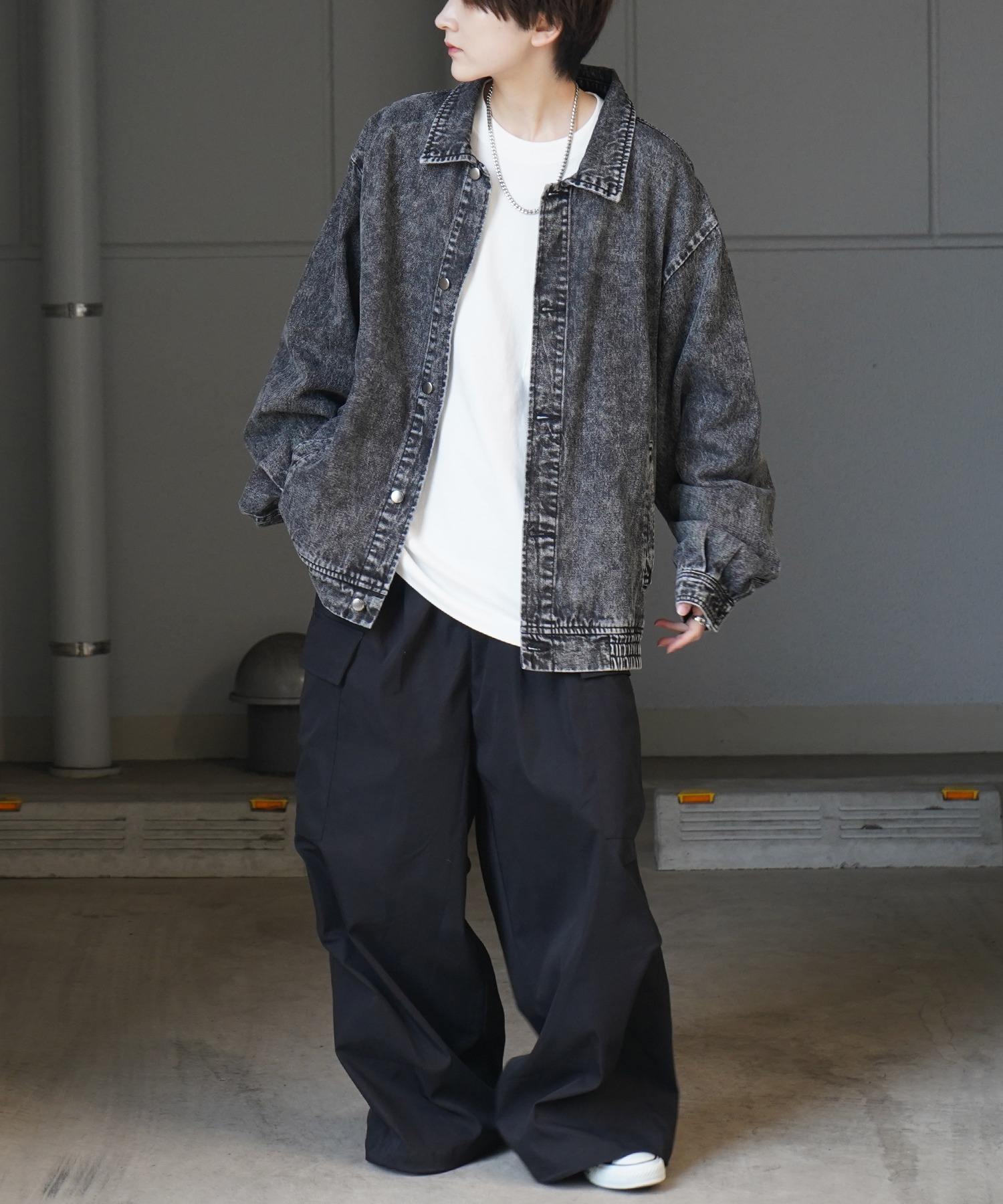 25SS【新色追加】ビッグシルエット ヴィンテージライク ケミカルウォッシュ加工 グラデーション デニムブルゾン / Gジャン デニムジャケット【Confirm】