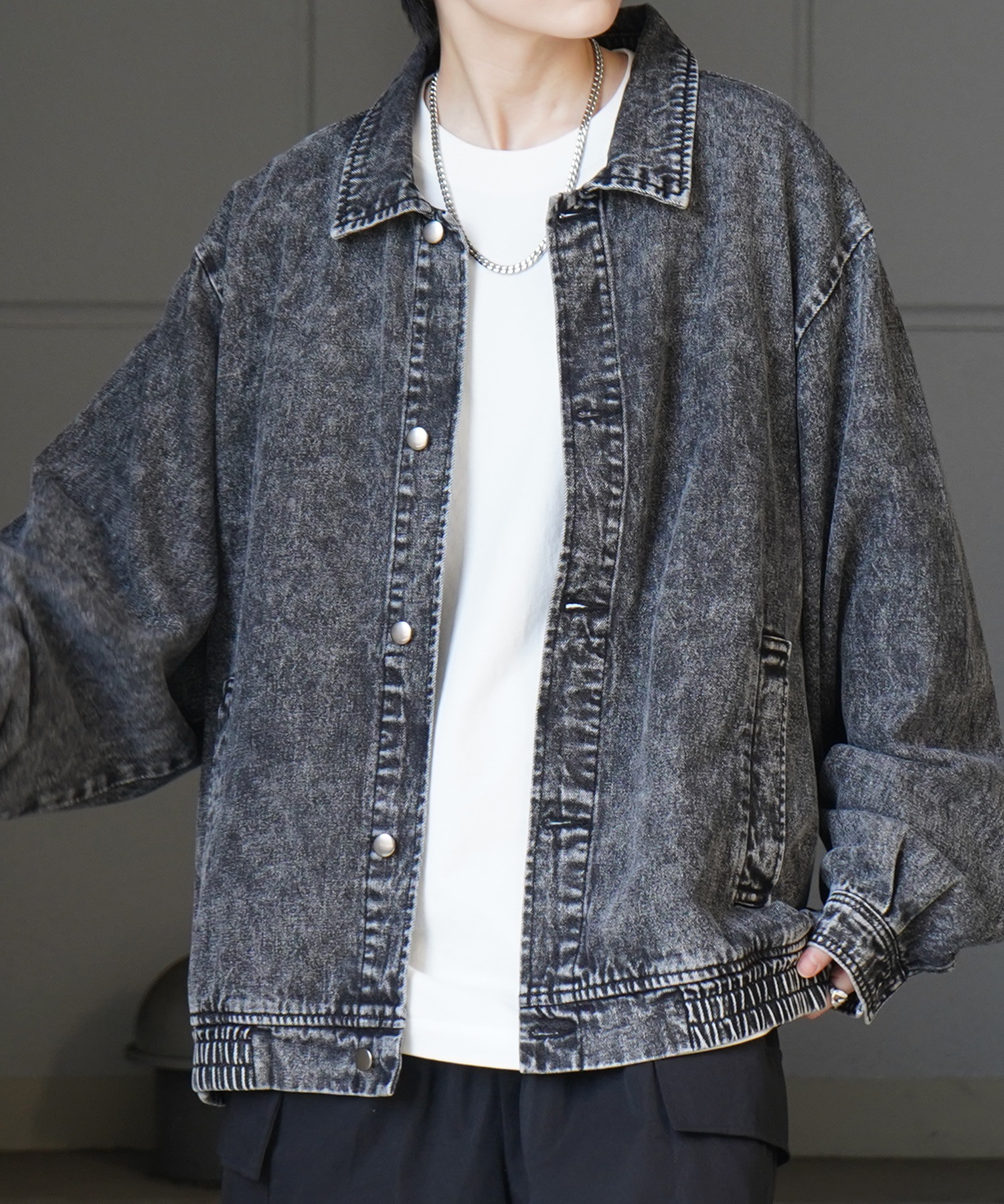 25SS【新色追加】ビッグシルエット ヴィンテージライク ケミカルウォッシュ加工 グラデーション デニムブルゾン / Gジャン デニムジャケット【Confirm】