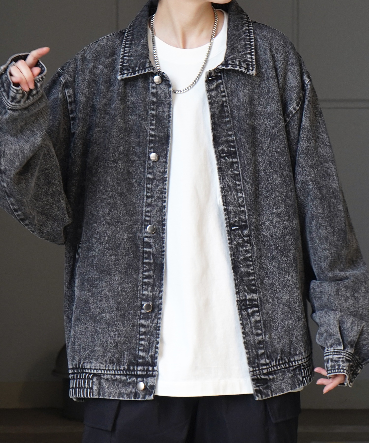 25SS【新色追加】ビッグシルエット ヴィンテージライク ケミカルウォッシュ加工 グラデーション デニムブルゾン / Gジャン デニムジャケット【Confirm】