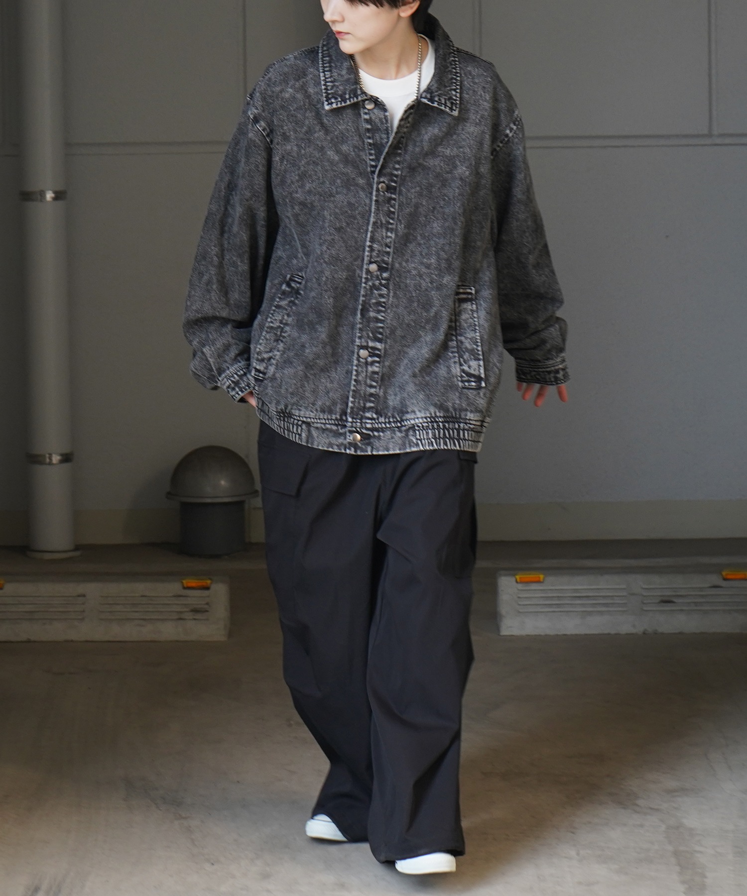 25SS【新色追加】ビッグシルエット ヴィンテージライク ケミカルウォッシュ加工 グラデーション デニムブルゾン / Gジャン デニムジャケット【Confirm】