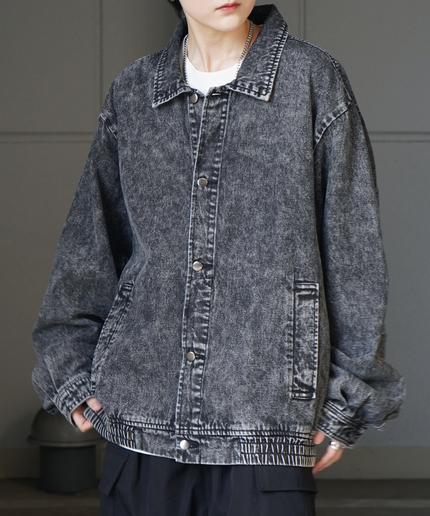 25SS【新色追加】ビッグシルエット ヴィンテージライク ケミカルウォッシュ加工 グラデーション デニムブルゾン / Gジャン デニムジャケット【Confirm】