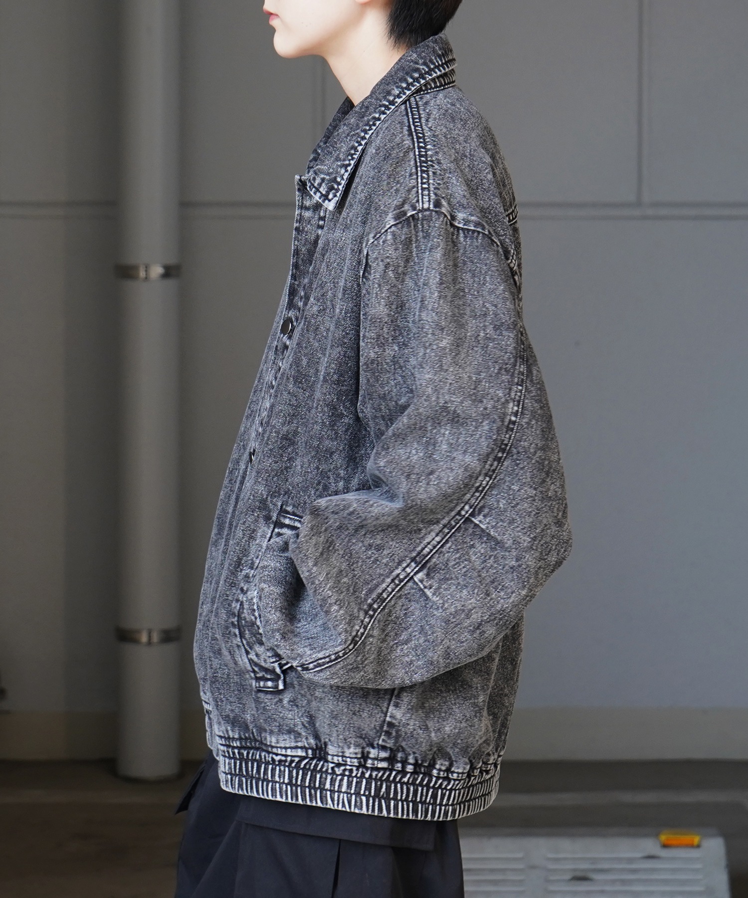 25SS【新色追加】ビッグシルエット ヴィンテージライク ケミカルウォッシュ加工 グラデーション デニムブルゾン / Gジャン デニムジャケット【Confirm】