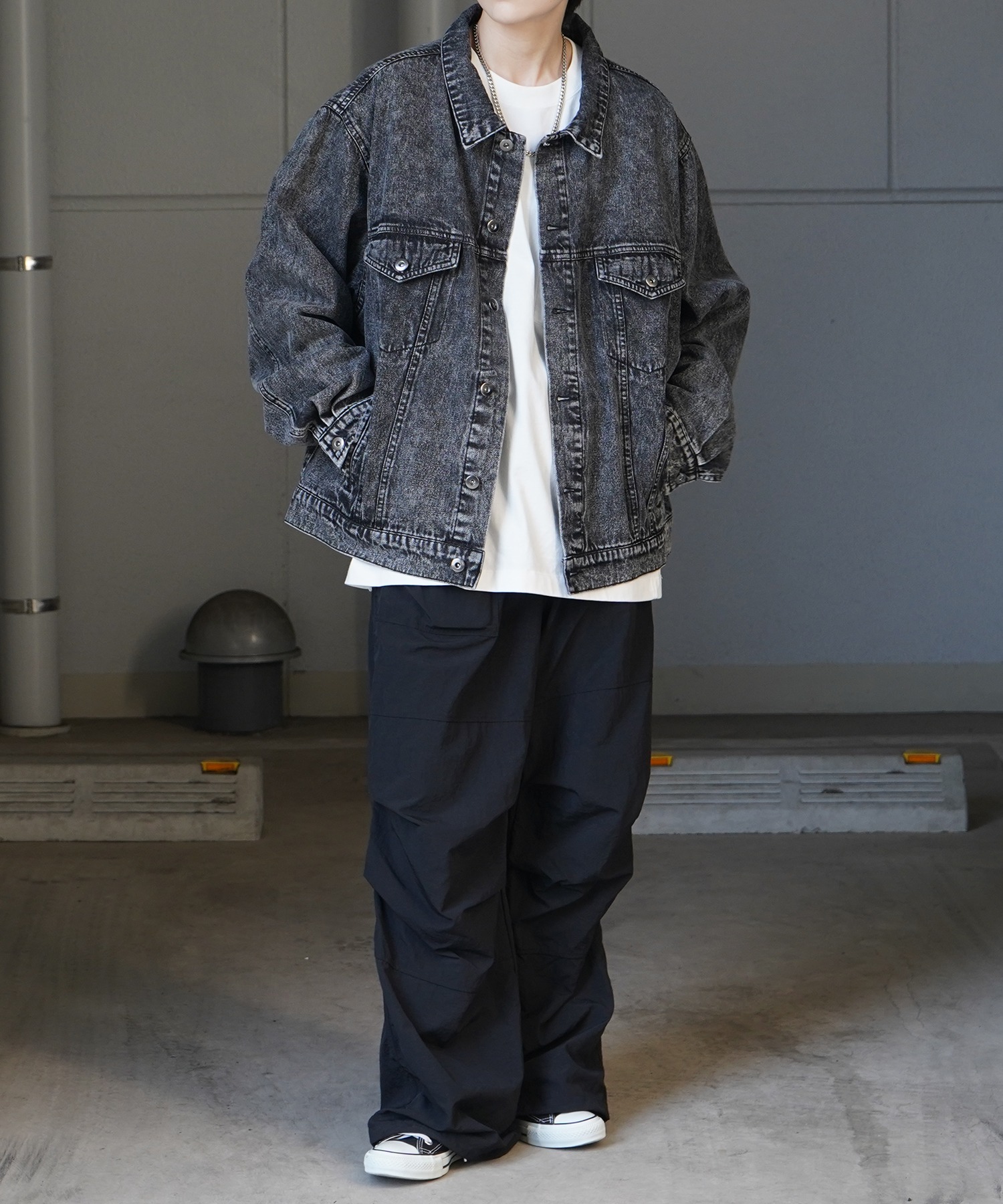 25SS【新色追加】ビッグシルエット ヴィンテージライク ケミカルウォッシュ加工 グラデーション デニムブルゾン / Gジャン デニムジャケット【Confirm】