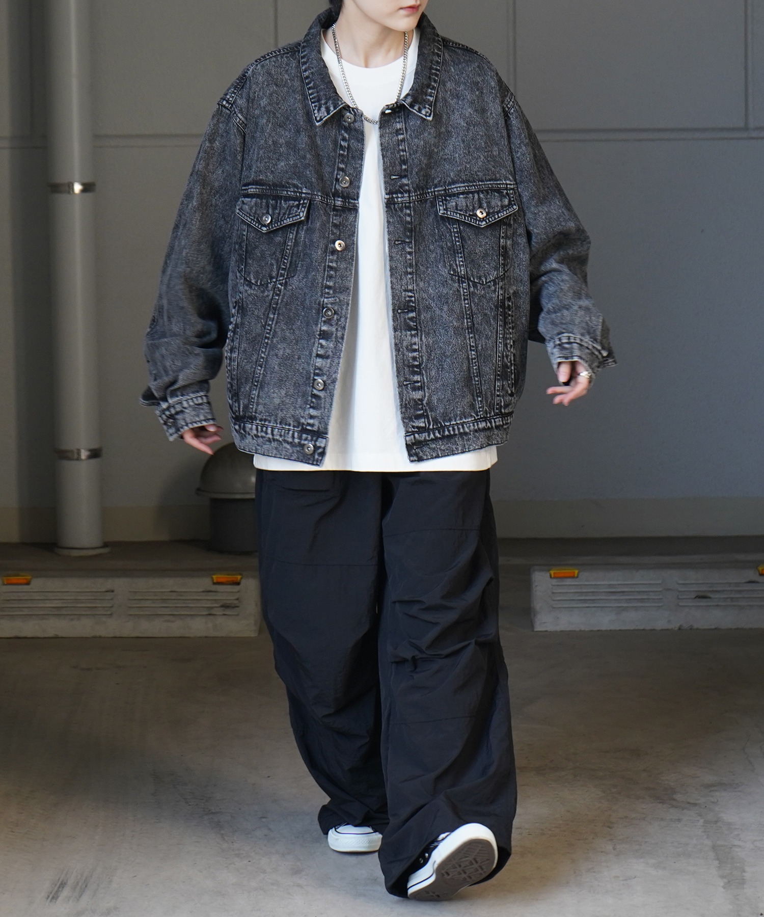 25SS【新色追加】ビッグシルエット ヴィンテージライク ケミカルウォッシュ加工 グラデーション デニムブルゾン / Gジャン デニムジャケット【Confirm】