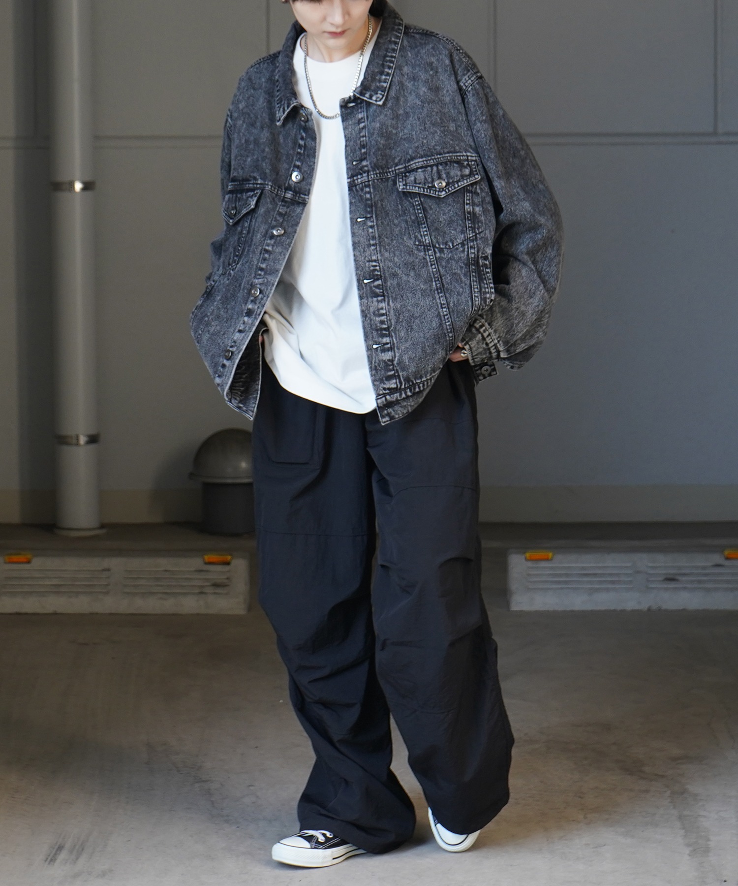 25SS【新色追加】ビッグシルエット ヴィンテージライク ケミカルウォッシュ加工 グラデーション デニムブルゾン / Gジャン デニムジャケット【Confirm】