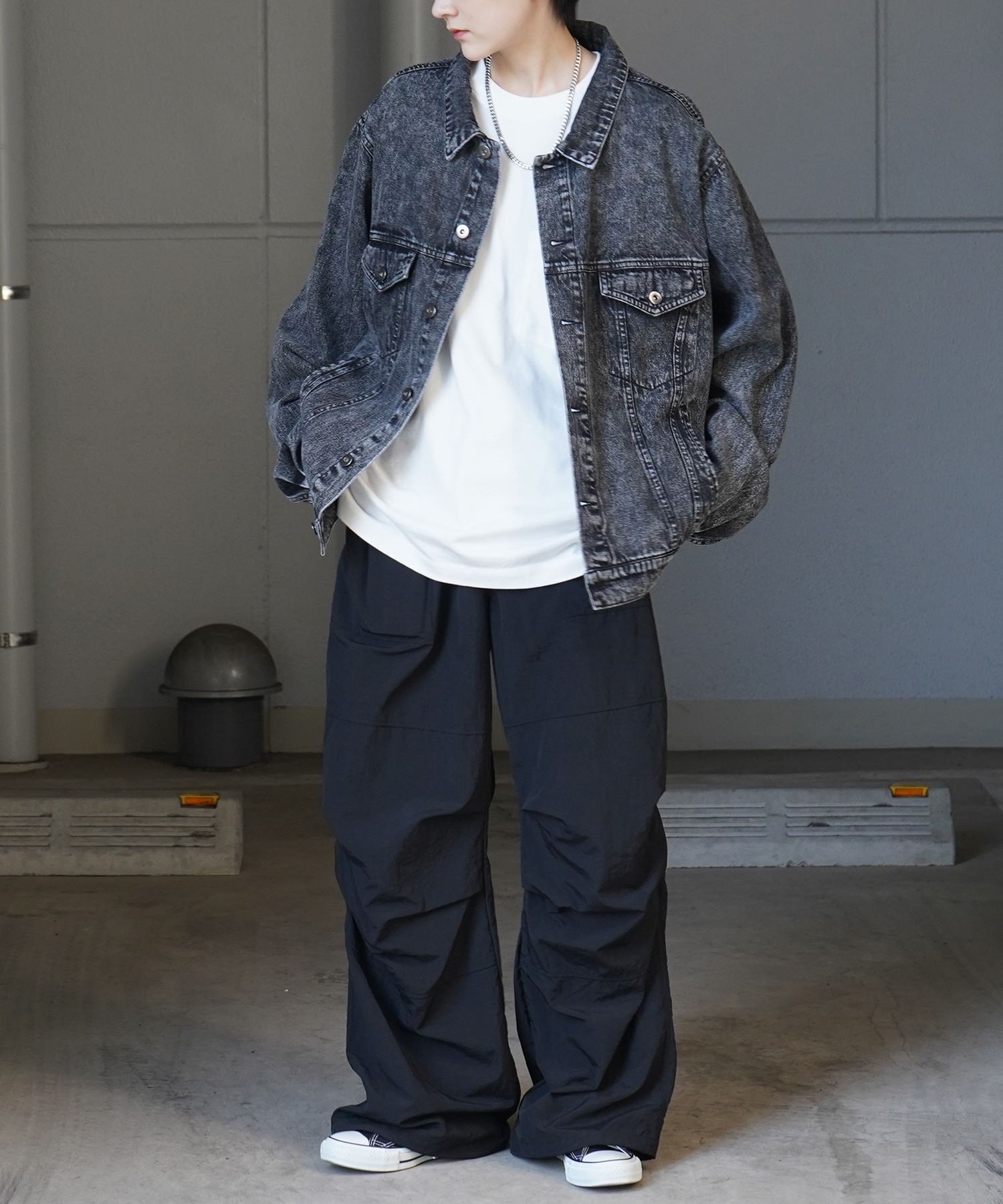 25SS【新色追加】ビッグシルエット ヴィンテージライク ケミカルウォッシュ加工 グラデーション デニムブルゾン / Gジャン デニムジャケット【Confirm】