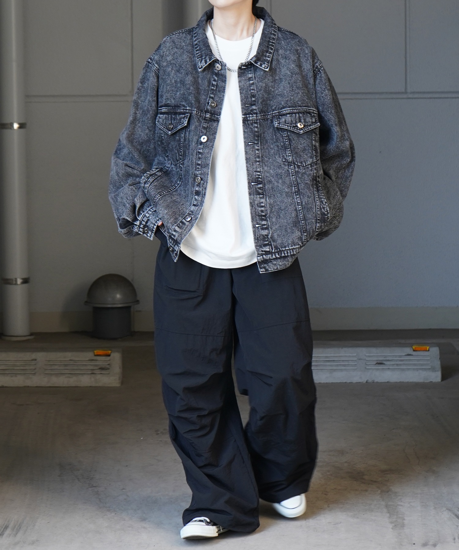 25SS【新色追加】ビッグシルエット ヴィンテージライク ケミカルウォッシュ加工 グラデーション デニムブルゾン / Gジャン デニムジャケット【Confirm】