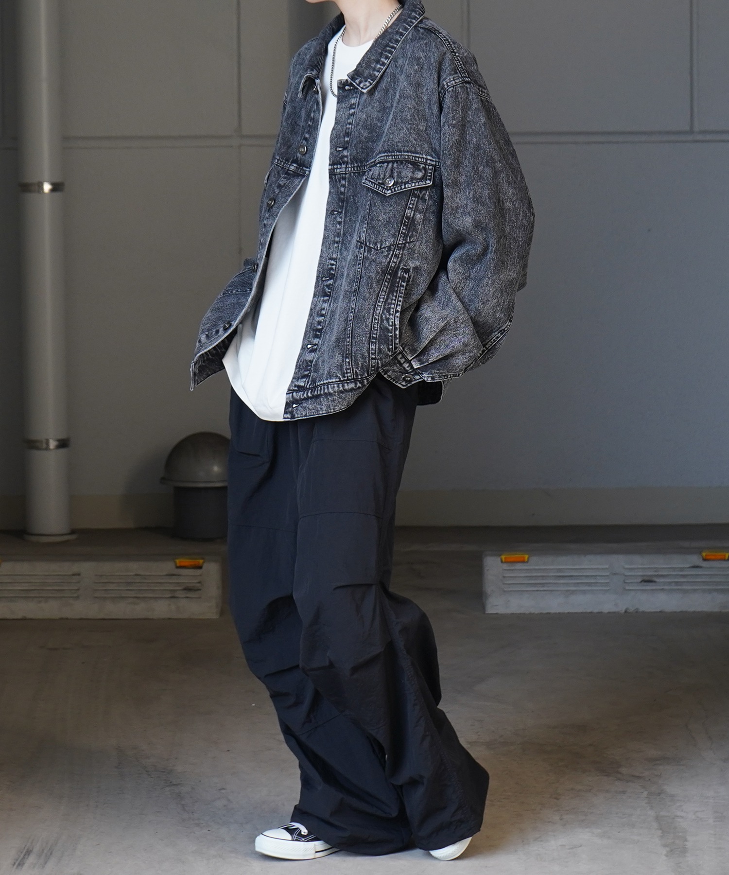 25SS【新色追加】ビッグシルエット ヴィンテージライク ケミカルウォッシュ加工 グラデーション デニムブルゾン / Gジャン デニムジャケット【Confirm】