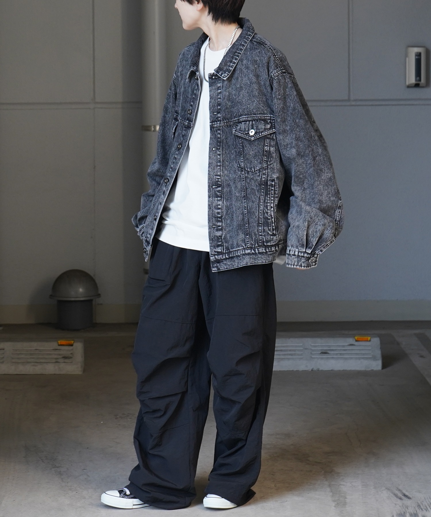 25SS【新色追加】ビッグシルエット ヴィンテージライク ケミカルウォッシュ加工 グラデーション デニムブルゾン / Gジャン デニムジャケット【Confirm】