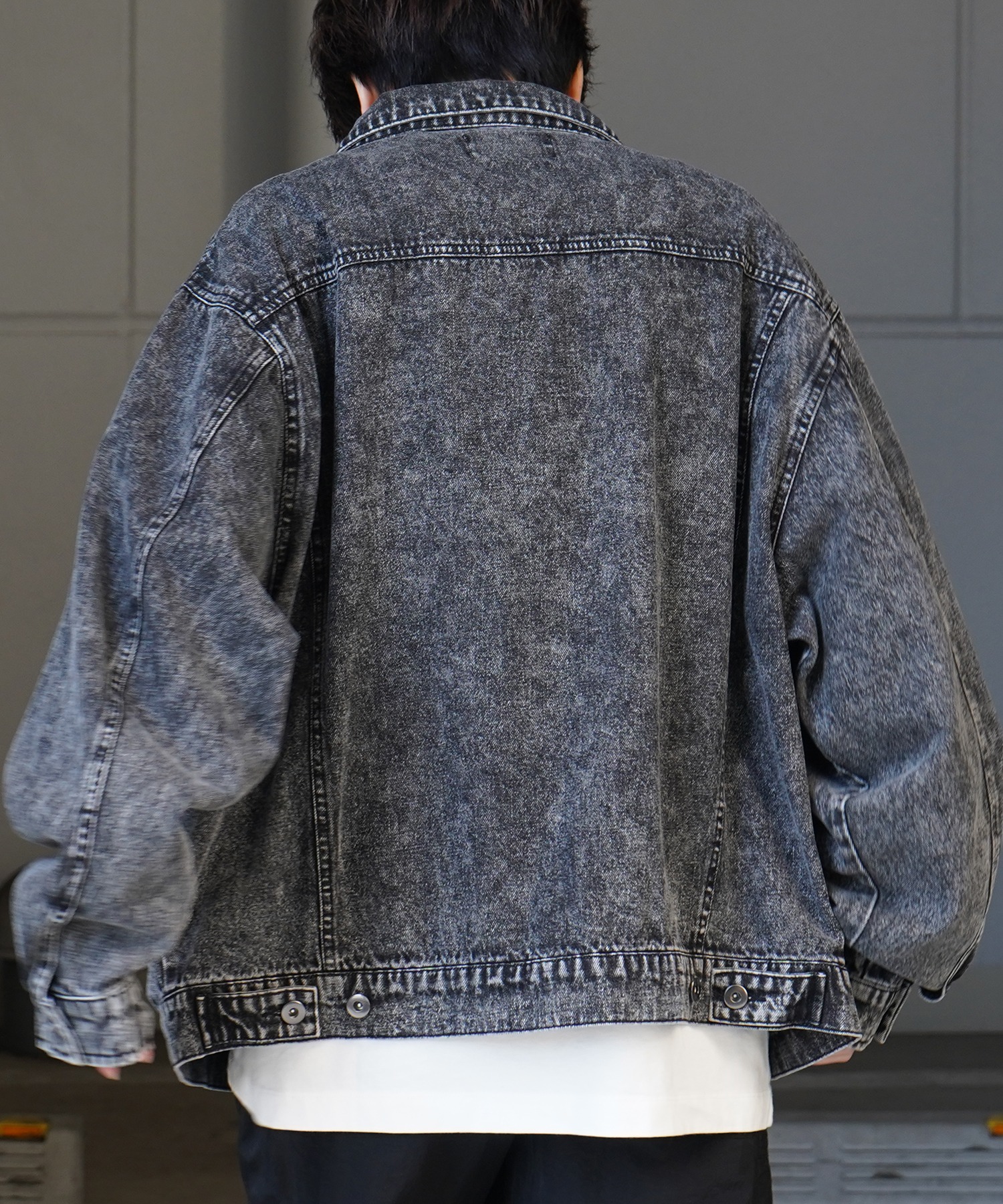 25SS【新色追加】ビッグシルエット ヴィンテージライク ケミカルウォッシュ加工 グラデーション デニムブルゾン / Gジャン デニムジャケット【Confirm】