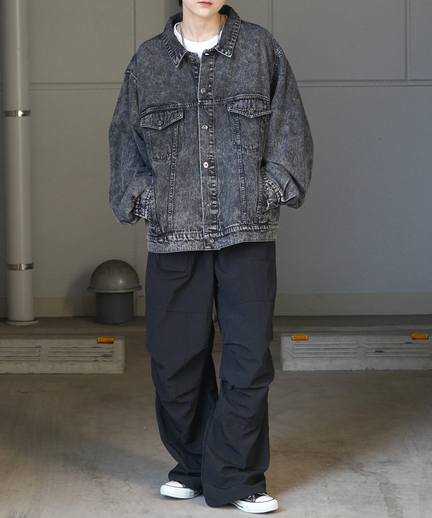 25SS【新色追加】ビッグシルエット ヴィンテージライク ケミカルウォッシュ加工 グラデーション デニムブルゾン / Gジャン デニムジャケット【Confirm】